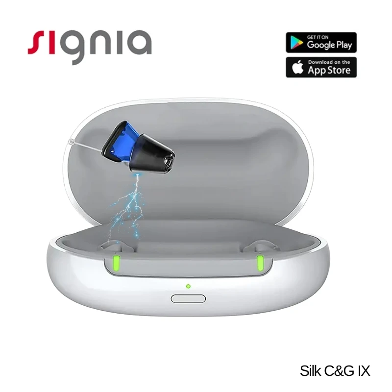 Цифровые слуховые аппараты Signia Silk C&G IX, 85 дБ, перезаряжаемый компьютер, программируемый IP68, водонепроницаемый для средней потери слуха