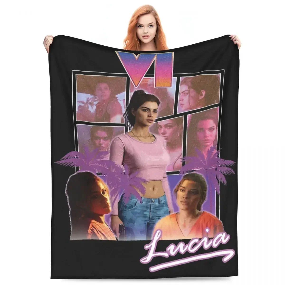 Одеяло Lucia GTA VI Merch флисовое, удобное мягкое покрывало для офиса, постельное белье