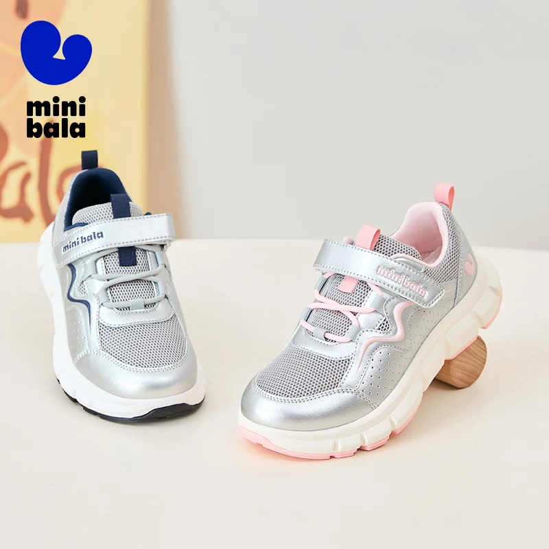 Mini Bala Unisex Kids Sports Shoes Running Shoes Breathable Anti-slip Bacteria-inhibiting Insole Mesh Shoes Velcro-fastened