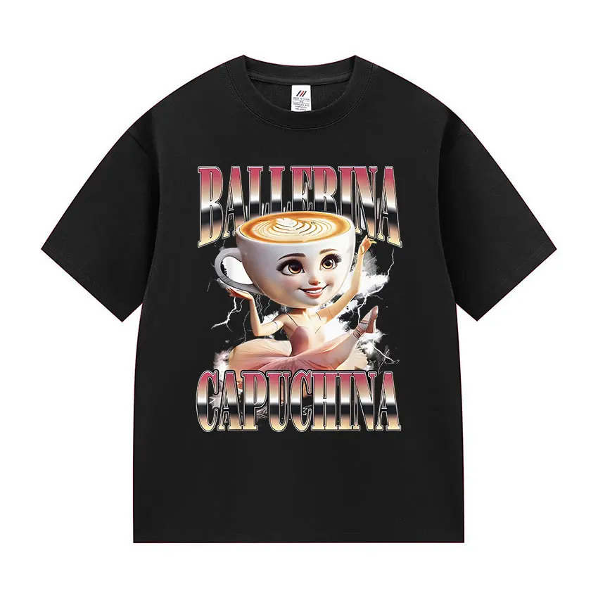 Итальянская футболка Brainrot Ballerina Capuchina, забавная футболка с мемом для мужчин и женщин, модные футболки в стиле Харадзюку, летняя горячая распродажа, футболки из 100% хлопка