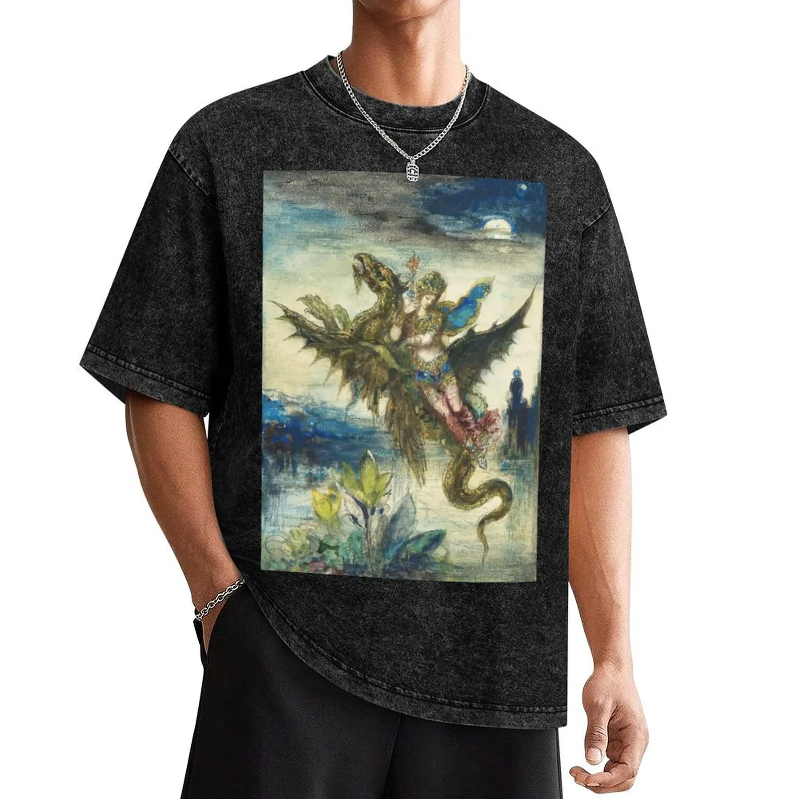 Женская и змея винтажная футболка с рисунком Gustave Moreau, летняя одежда, милые топы с графикой, мужская дизайнерская одежда