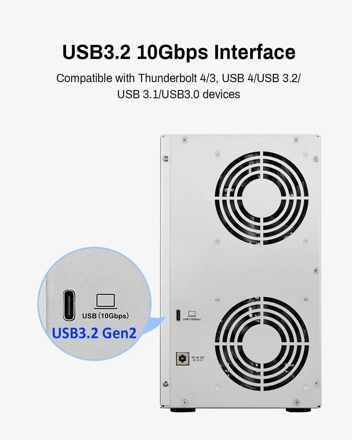 Фото Корпус внешнего жесткого диска TERRAMASTER D6-320 USB 3.2 Gen2 10 Гбит/с Type-C для хранения жесткого диска с возможностью горячей замены Plug and Play (без дисплея) №2