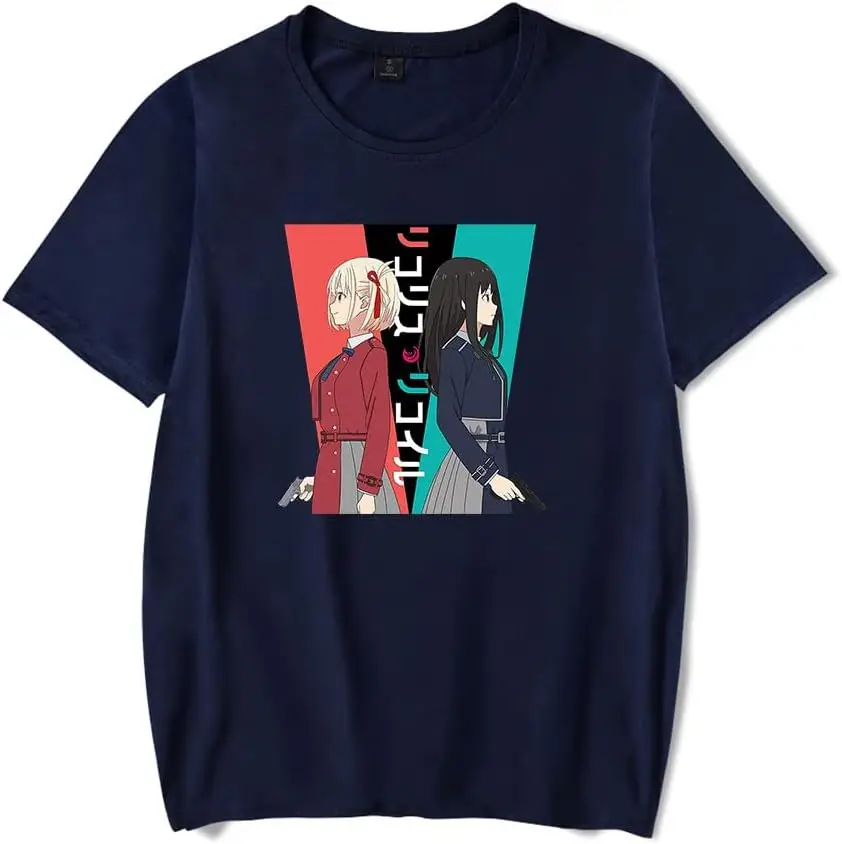 Новая аниме футболка Lycoris Recoil Merch Повседневная футболка с коротким рукавом унисекс футболка