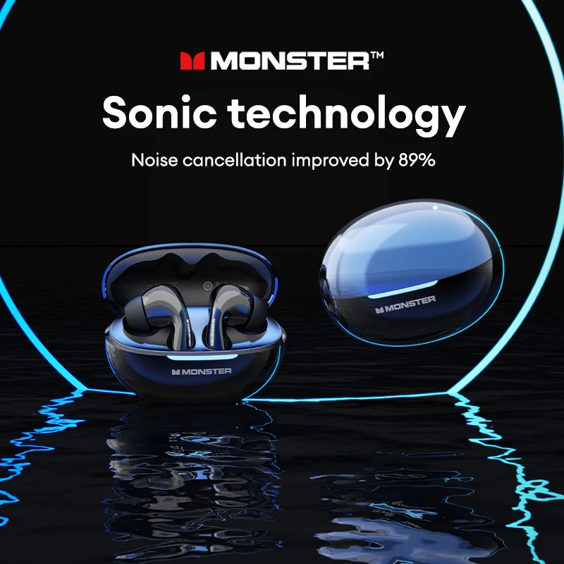 Фото Monster MQT36 Новые TWS Беспроводные Bluetooth V5.4 Наушники Сверхдлительный срок службы батареи Игровые наушники HIFI Звук Спортивная гарнитура с микрофоном №3