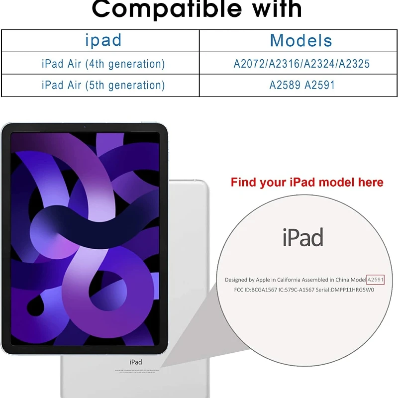 Фото 10.9 Φ функция автоматического пробуждения для IPad Air 4/ Air 5 /10 поколения модели чехлов: A2757/A2777/A2696/A2588/A2589/A2591/A2072/A2316 №2