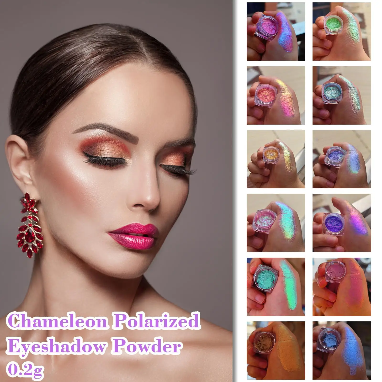 Фото 1 Box Multichrome Chameleon Powder Nail Glitter Aurora Rubing Rainbow Eyeshadow Iridescent Nail Powder Dust Pigment Neon S9V4 №2