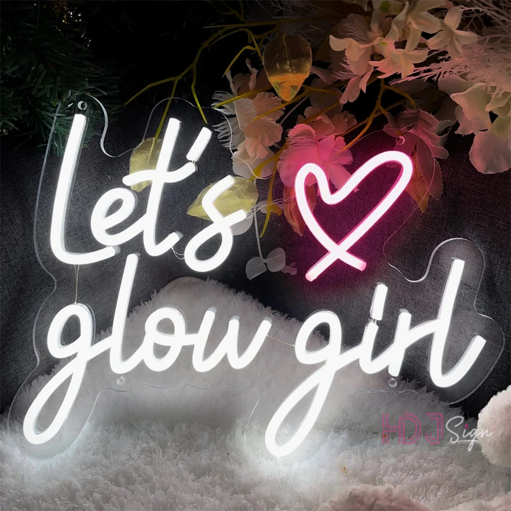 Светодиодная неоновая вывеска Lets Glow Girl Room Decor Настенная неоновая светодиодная вывеска Подарок на день рождения Декор для вечеринки Спальня Неоновые огни Салон красоты Неоновая лампа