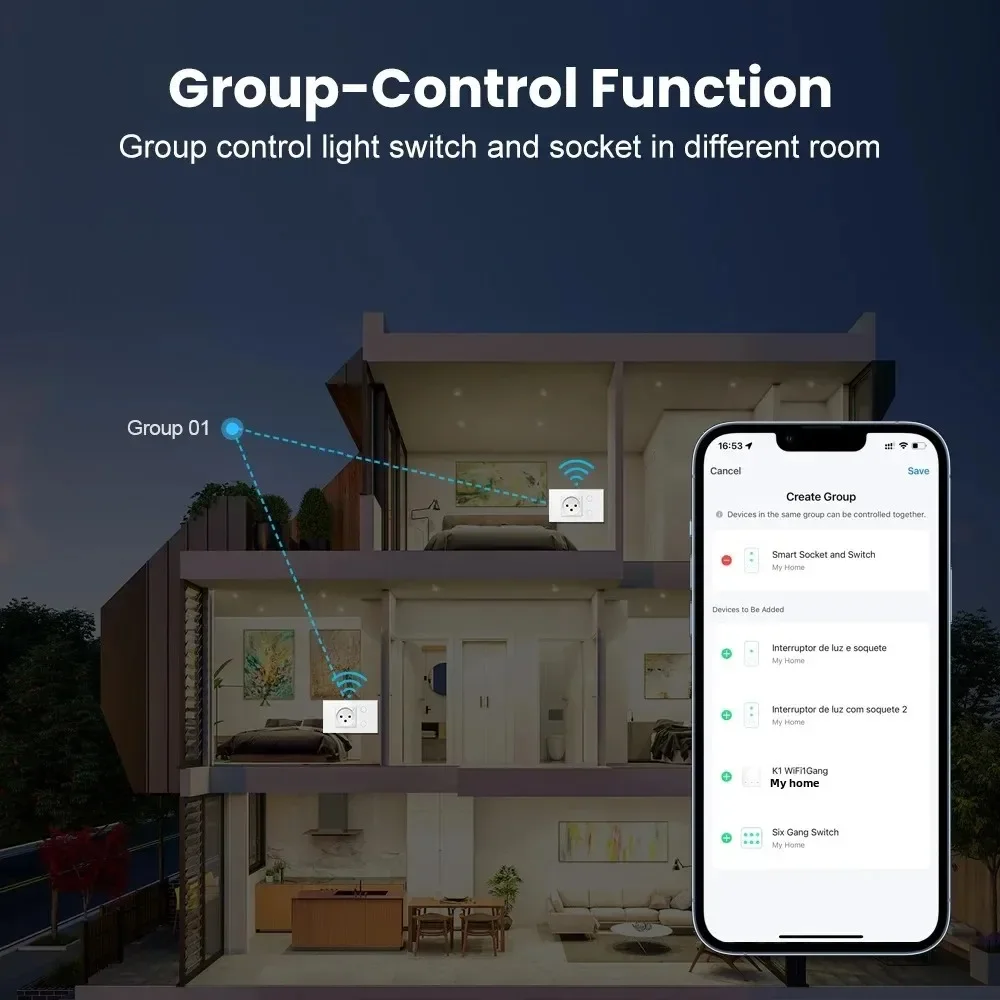 Melery Dual Brazil WiFi Smart Life Настенная розетка Tuya Электрическая розетка ПКстеклянная панель Alexa Google Home Remote BR Appliance (art.: 3920cc84ee5cf) - 3920cc84ee5cf