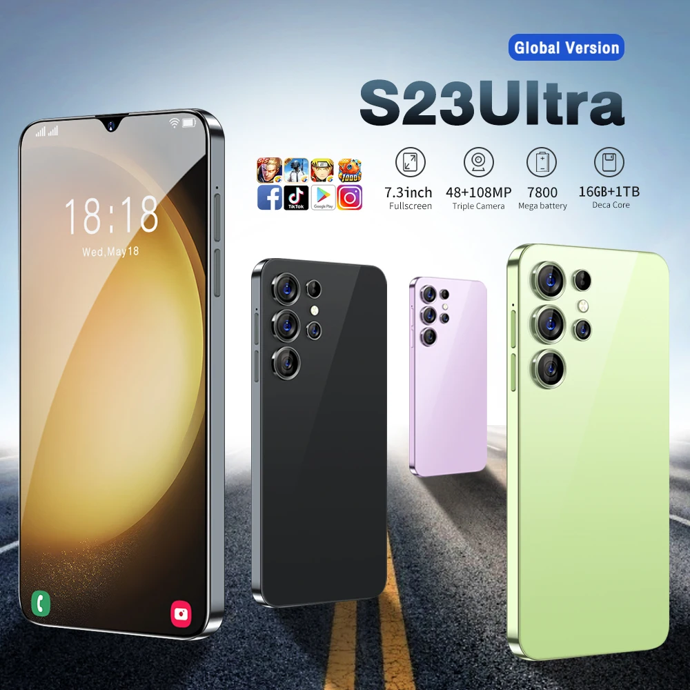 Новые телефоны S23 Ultra 6,8 HD экран смартфон оригинальный телефон 5G 4G Две Sim-карты Celulares Android 13 разблокированный 72 МП 6800 мАч сотовый телефон