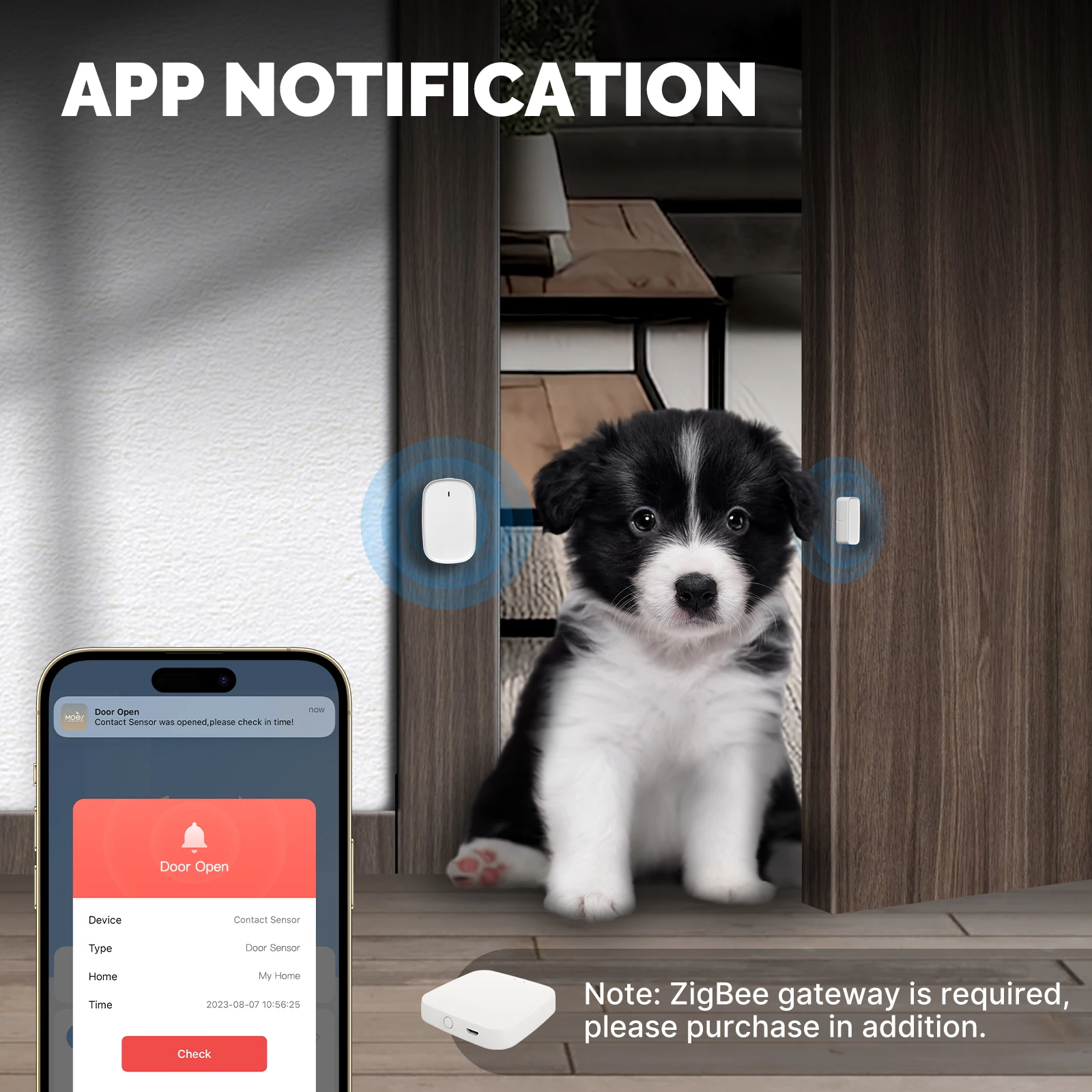Фото MOES Tuya ZigBee умный датчик для окон, дверей, ворот, детектор умной домашней охранной сигнализации, приложение Smart Life Tuya, дистанционное управление №3