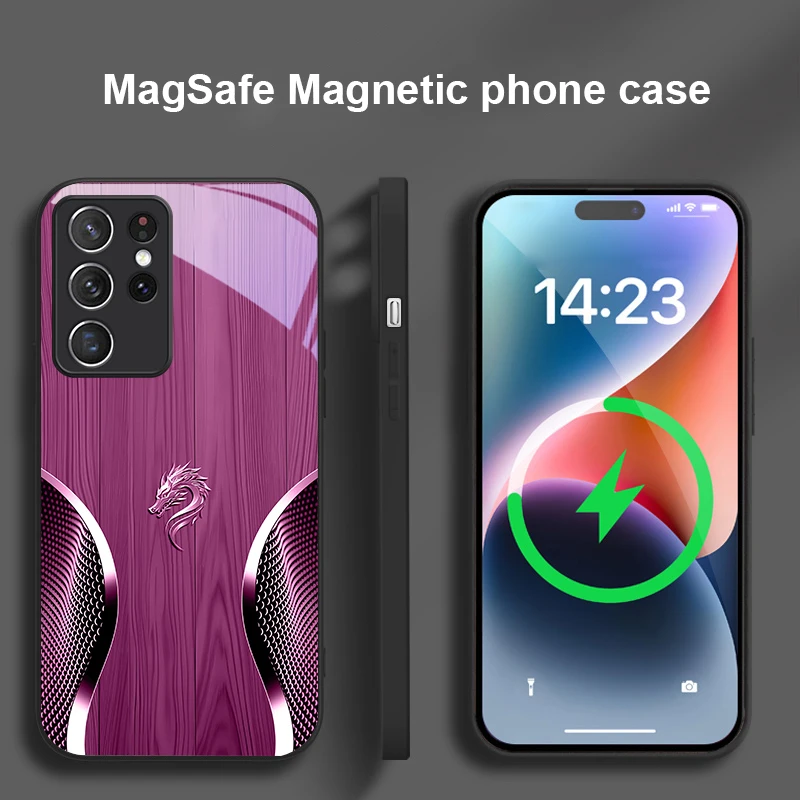 Фото Голова Golden Dragon для Samsung S 25 S25 Edge S25Ultra S8 S9 S10 20 S21 Pro S22 Plus S23 FE S24 Ultra Magsafe Glass Чехол для телефона №4