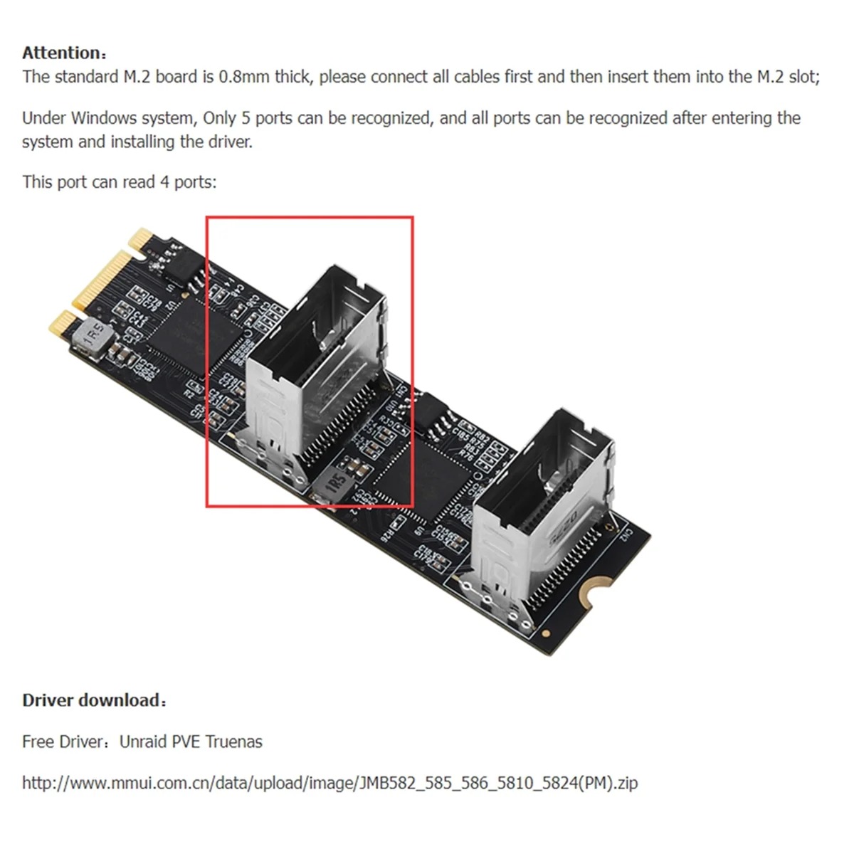 Фото IOCREST M.2 PCIe3.0 до 8 портов SATA 6G Карта контроллера мультипликатора B/M Key NGFF Каждый порт Приемо 6 Гбит/с с 2 интерфейсами Mini SAS №3
