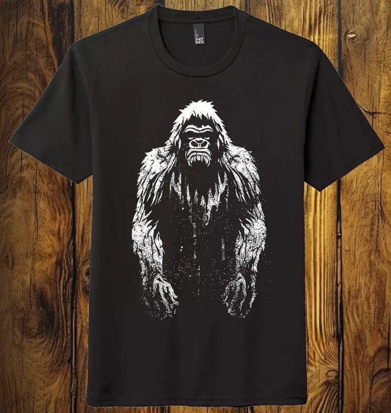 Фигура бигфута, снежный человек, большая нога, Yeti, деревянная обезьяна, дикий человек, черный унисекс мягкий