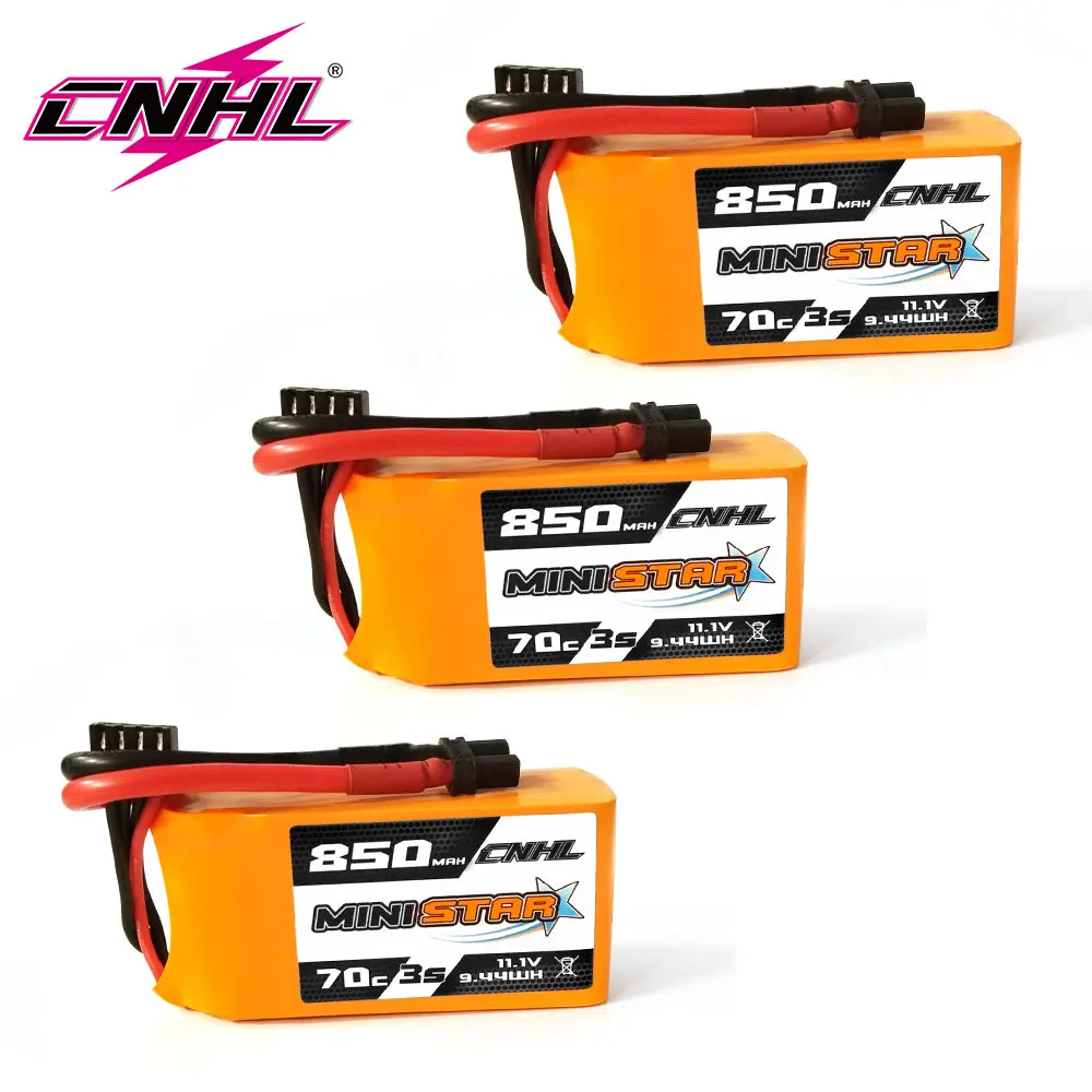 Фото 1/3 шт. CNHL Lipo 2S 3S 850 мАч батарея 7,4 В 11,1 В 70C с разъемом XT30 для Mini Quad RC FPV дрона квадрокоптера вертолета самолета №1