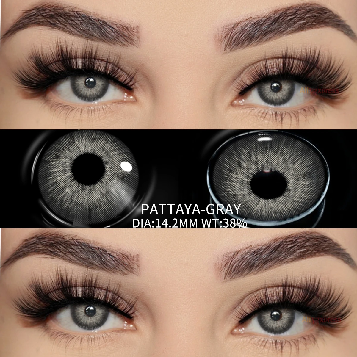 Фото EYESHARE 1 пара цветных контактных линз для глаз, серая линза, мягкие линзы естественного цвета, косметика, контакт, ежегодные красивые ученики №3