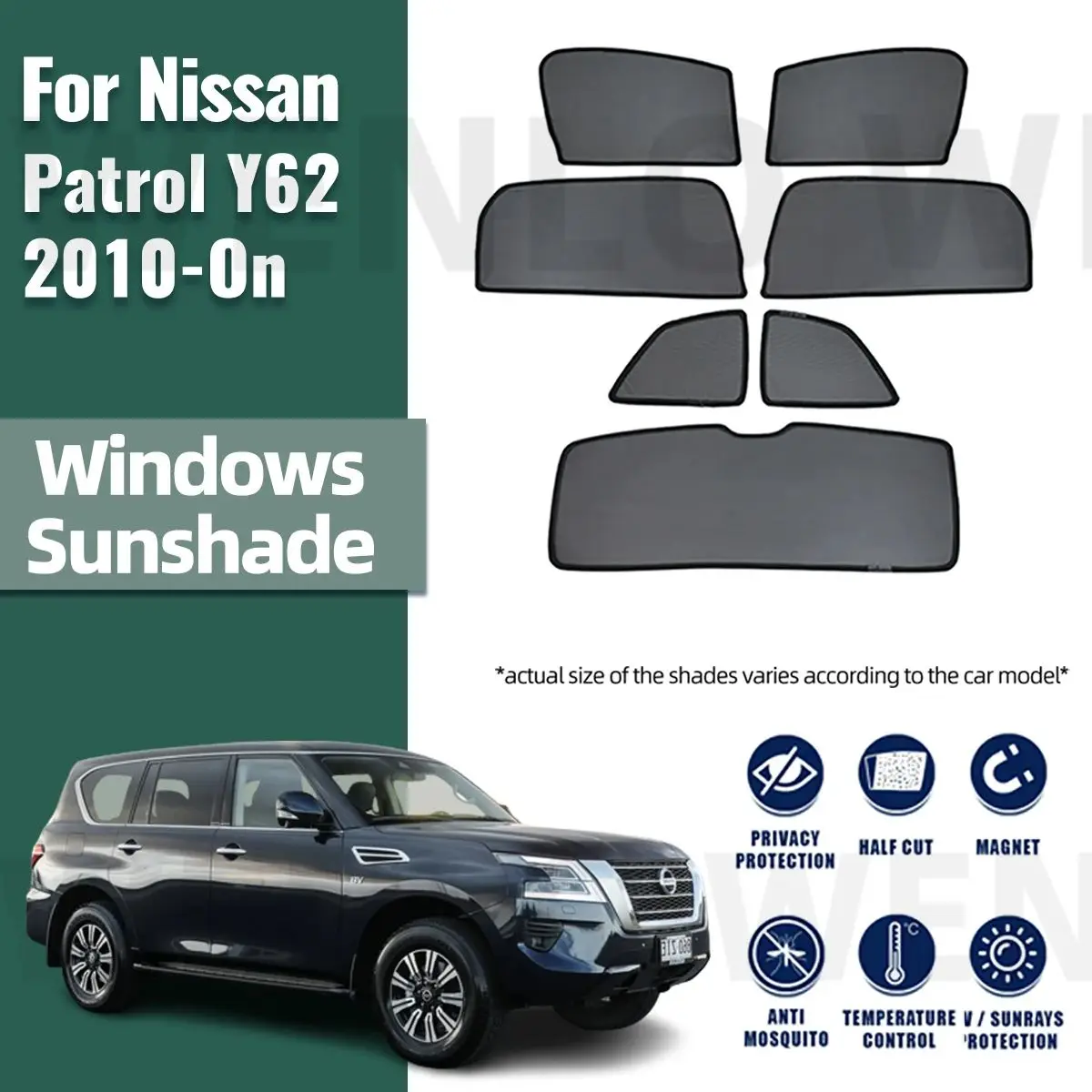 Для Nissan Patrol Y62 Nismo 2015-2023 2024, автомобильные шторы, солнцезащитные чехлы на окна, магнитный козырек от солнца, солнечные автоаксессуары