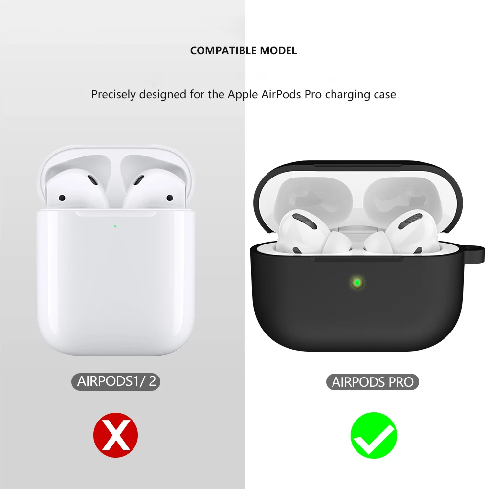 Фото Мягкий силиконовый чехол для Apple Airpods Pro, защитный чехол, чехол для беспроводных наушников с крючком для Airpods Pro 1-го поколения, чехол-сумка №5