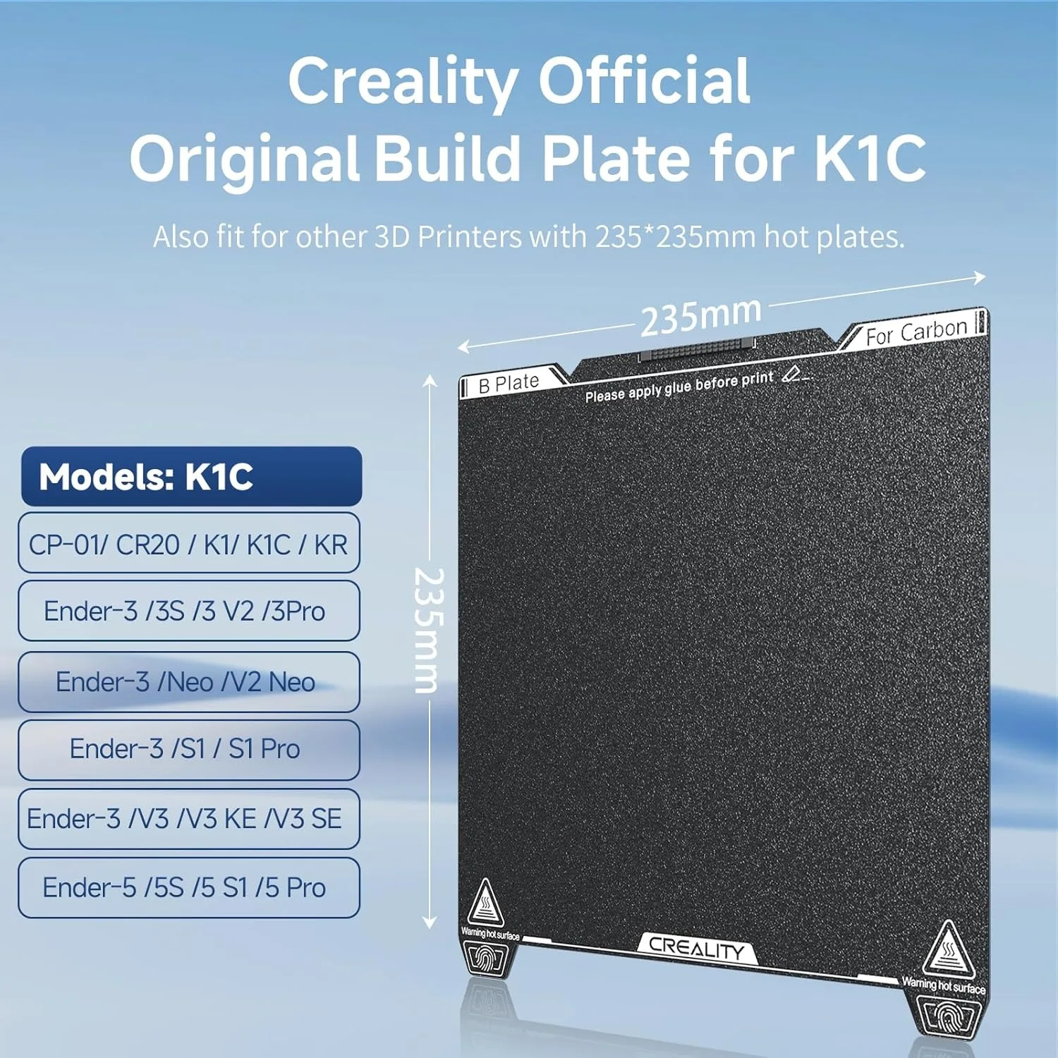 Фото Официальная рабочая пластина Creality K1C PEI 235x235 мм без мягкой магнитной наклейки с дизайном насадки для протирания, аксессуар для 3D-принтера №3