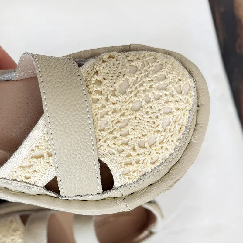 Фото Careaymade/женская обувь из натуральной кожи с широким носком, летние повседневные дышащие женские сандалии ручной работы на толстой подошве с сетчатой поверхностью №2