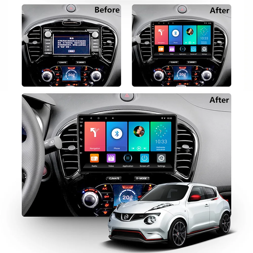 Фото Nissan Juke 2010-2014 Двойной Din Android Мультимедийный Плеер Gps Wi-fi Carplay Rds Авто Стерео Головное Устройство Видео Плеер №3