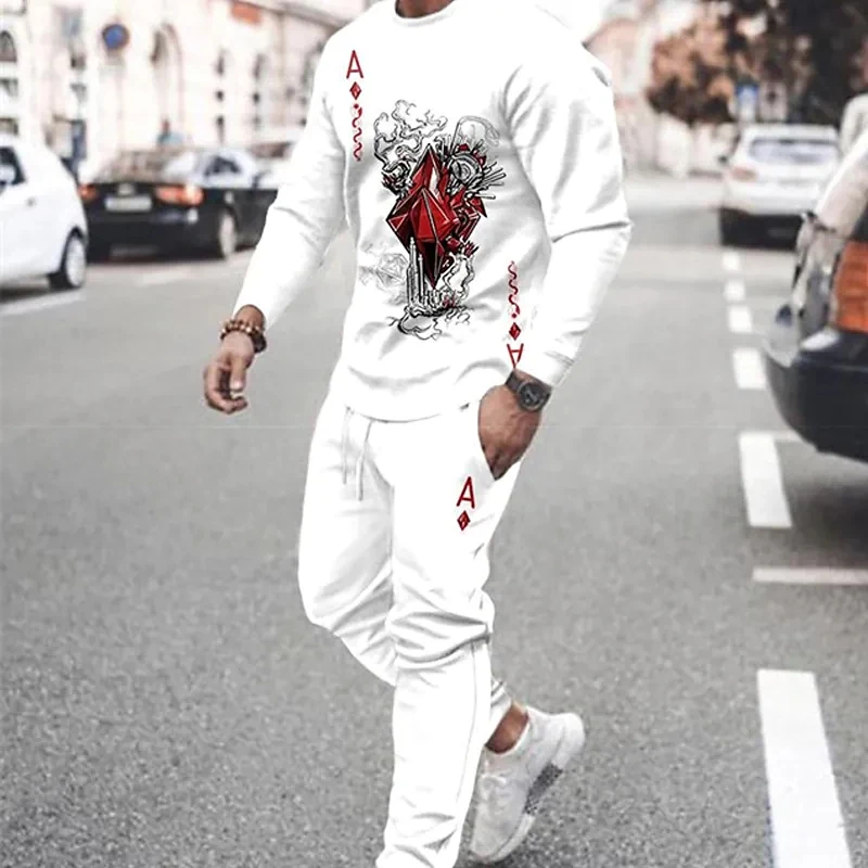 2022 Men Clothing Set Outfits Tracksuits Long Sleeve Shirt Sets Casual 2  Pieces Man 3d Print Oversized T-shirt Suit Sportswear