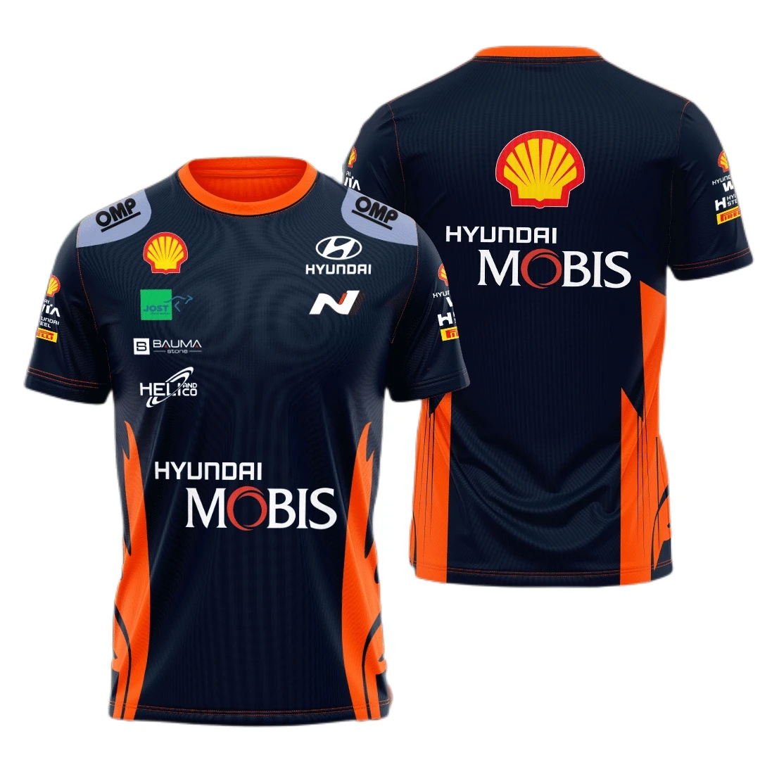 Фото 2023 WRC Hyundai Team Mobis быстросохнущая дышащая футболка с круглым вырезом и коротким рукавом летние новые мужские женские футболки большого размера детская одежда №1