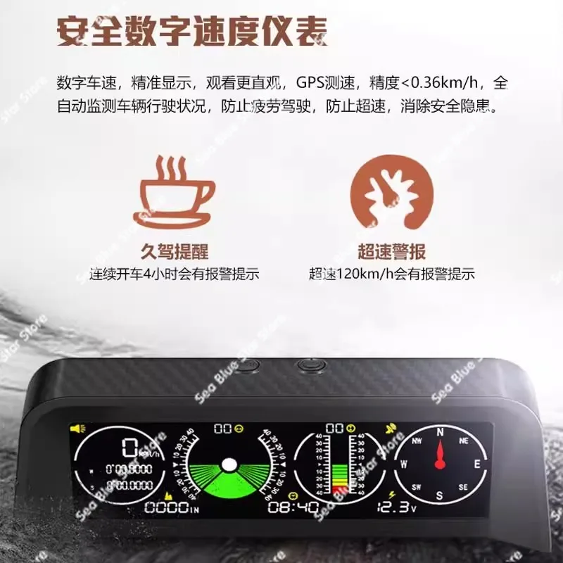 Фото Проекционный дисплей HUD для GPS-транспортного автомобиля, компас для измерения высоты, балансир горизонтального наклона для внедорожников №2
