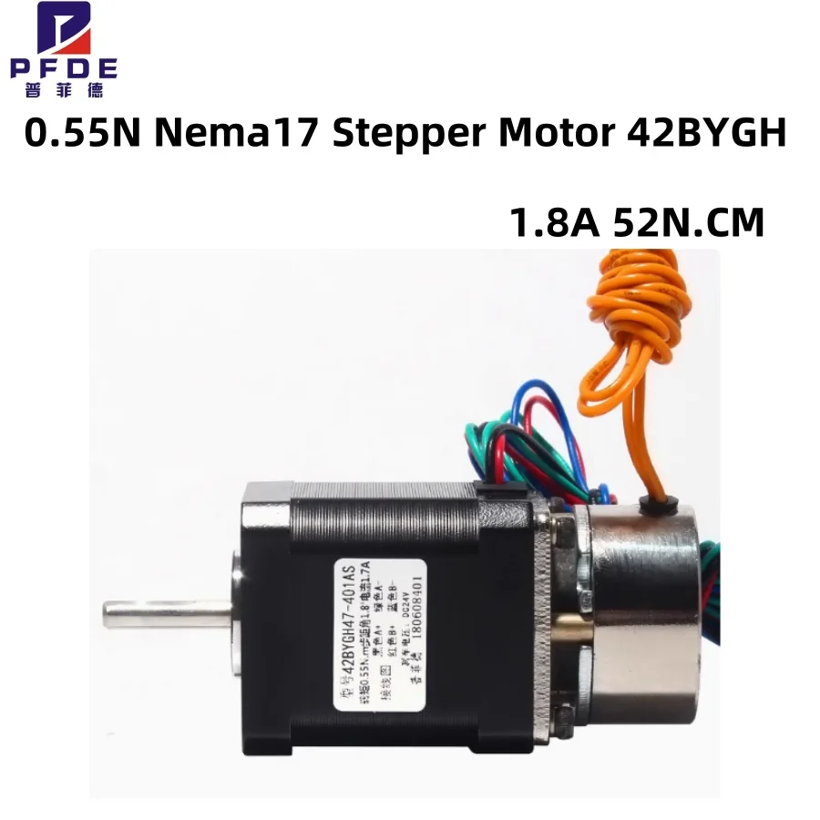 Шаговый двигатель Nema17 0,55N 42BYGH47-S, двигатель 1,8 А, двойной вал для монитора 3D-принтера, двигатель только с тормозом (art.: 3920d0189fc54) - 3920d0189fc54