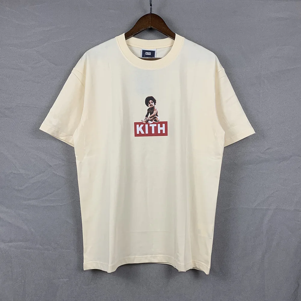 Фото Футболка KITH Tide мужская с коротким рукавом, модная повседневная рубашка свободного покроя, простая уличная одежда с принтом рэп-афро, лето 2023 №3