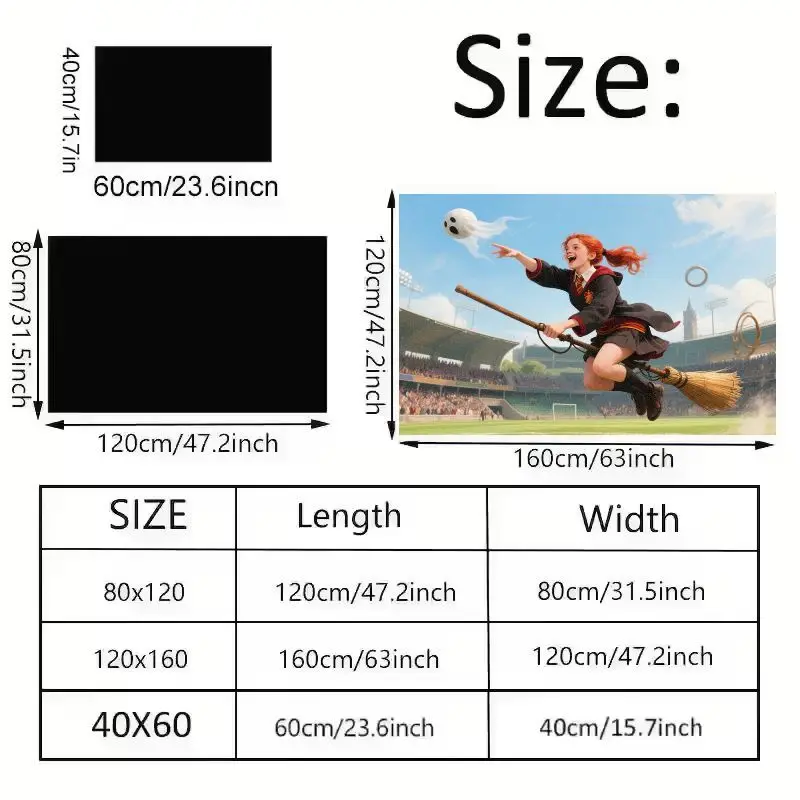 1 шт. Fantasy Wizard Girl Flying Broomstick Quidditch Scene напольный коврик 50x80 см4,68x31,49 дюйма, противоскользящий стиль Magic School Style (art.: 3920d1c829e0a) - 3920d1c829e0a