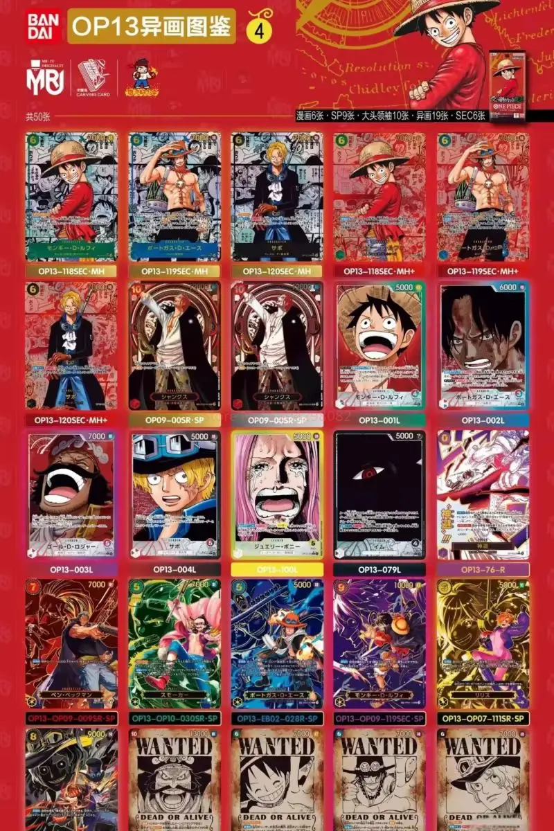 Фото Горячая Распродажа BANDAI One Piece 100% оригинал аниме Booster Box PRB02 OP13 The Will To Inherit Tcg Коллекционная карта Игрушка Подарок на день рождения №5