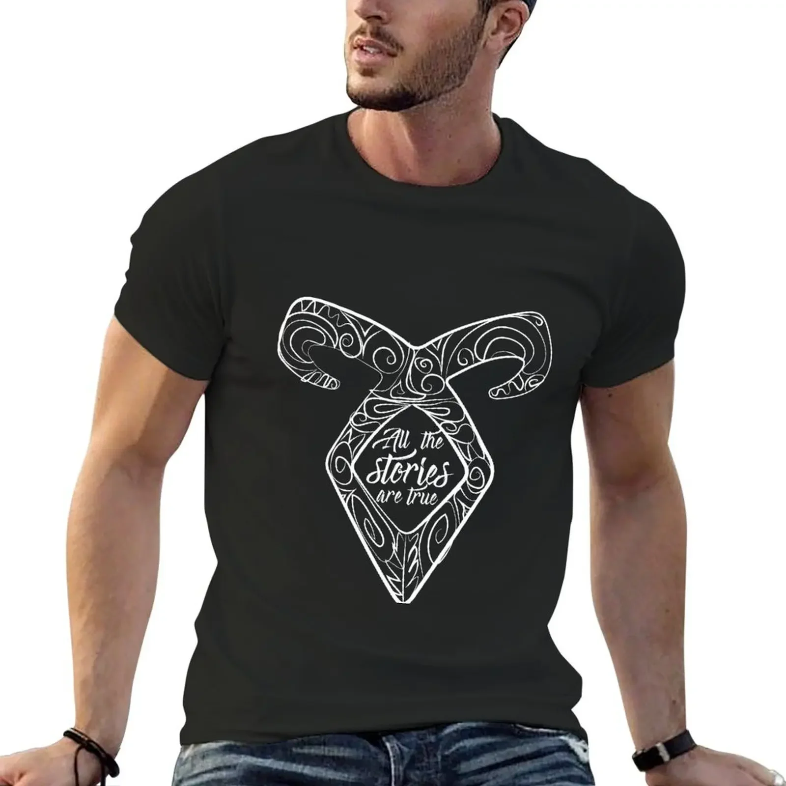 All the stories are true - футболка Shadowhunters, одежда, рубашки, футболка с рисунком, забавные футболки большого размера, мужские футболки высокого качества