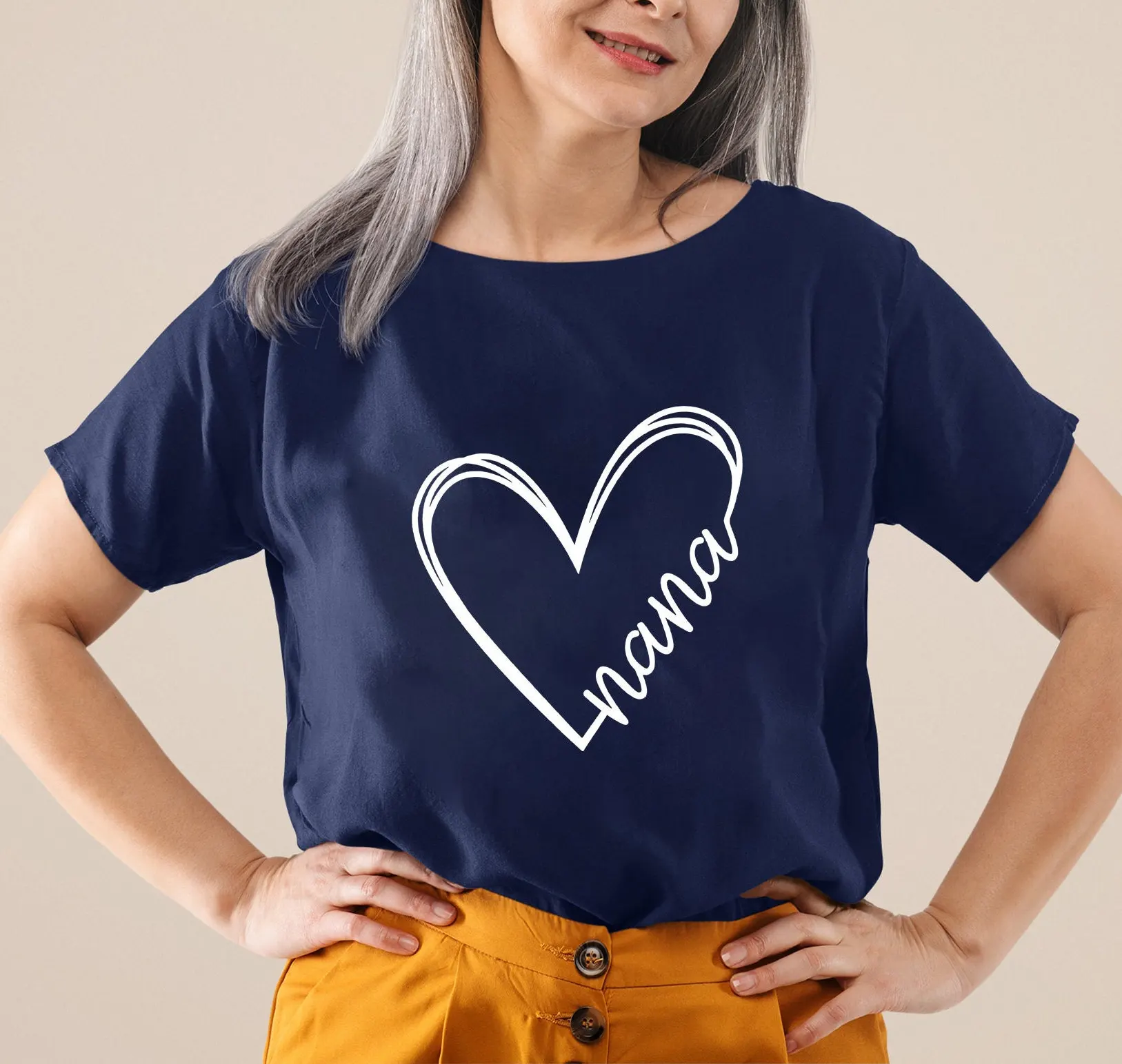 Футболка Nana Heart, милая для бабушки, бабушки, Мими Джиджи
