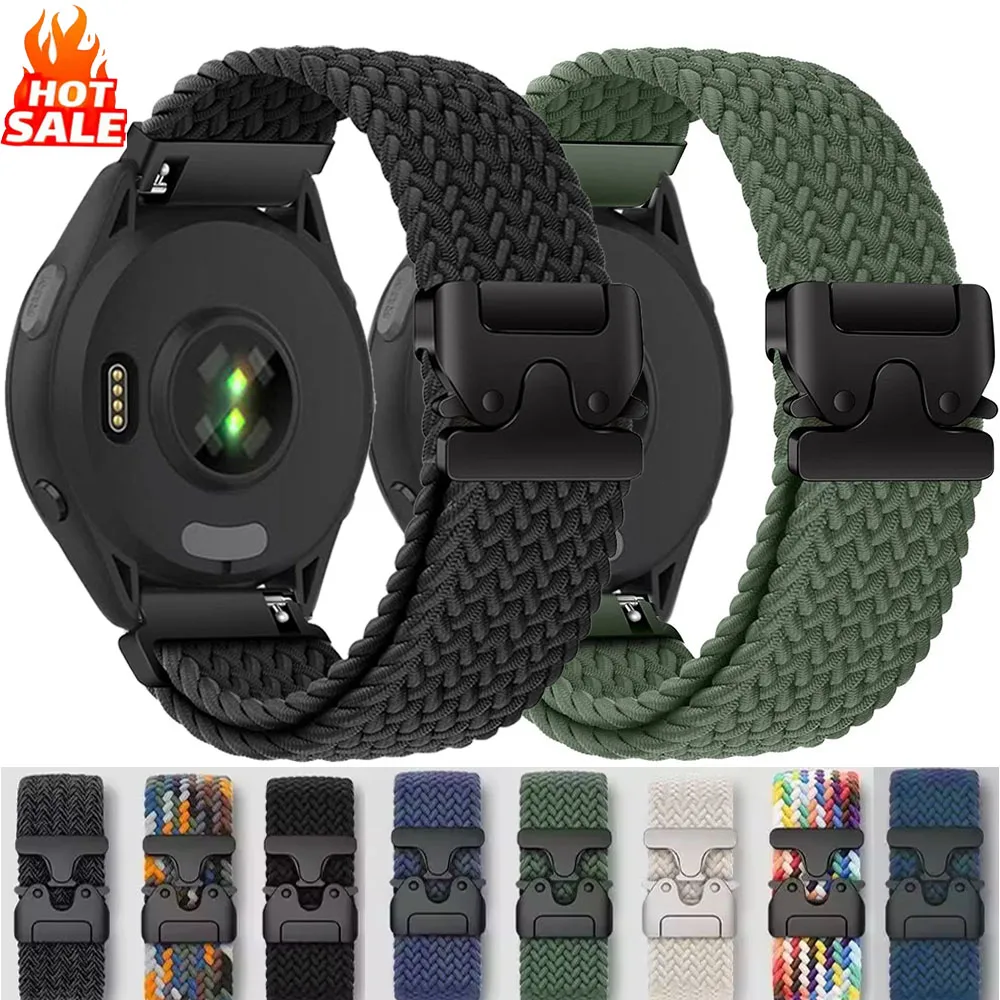 Плетеный ремешок с петлей для Garmin Forerunner 965 265 165 55 255, музыкальная пряжка с парашютом, нейлоновый ремешок для часов Garmin Venu 3/2 Active 5, ремень