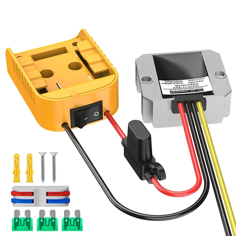 Адаптер литиевой батареи Dewalt серии DCB 18 в/20 в + быстрое понижающее устройство (12 В, 10 А, 120 Вт) с предохранителем