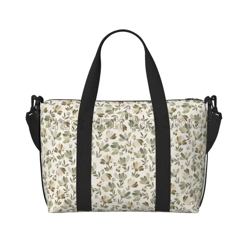 Sacs voyage à imprimé Floral vert sauge Бежевый, sac nuit étanche pour week-end pour femmes, sac à main sport et gymna