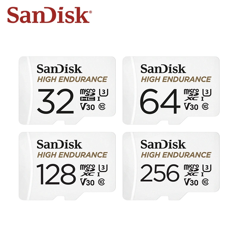 Оригинальная высокопрочная карта SanDisk Micro SD MicroSDHC 32 ГБ V30 C10 MicroSDXC 64 ГБ 128 ГБ 256 ГБ карта памяти для видеорегистральной камеры