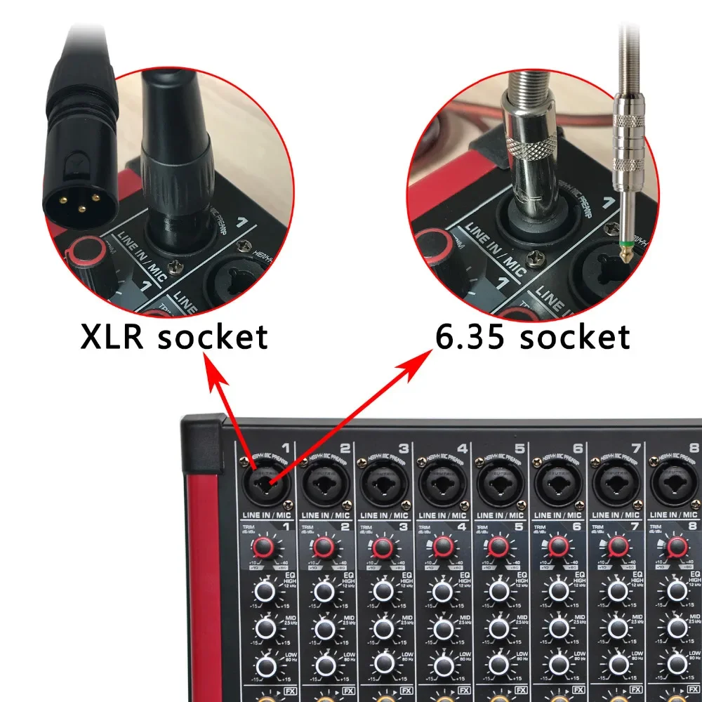 Фото Freeboss 8-канальный мономикшерный пульт с записью Bluetooth 99 DSP-эффект USB-функция Профессиональный аудиозвуковой микшер MINI8 №3