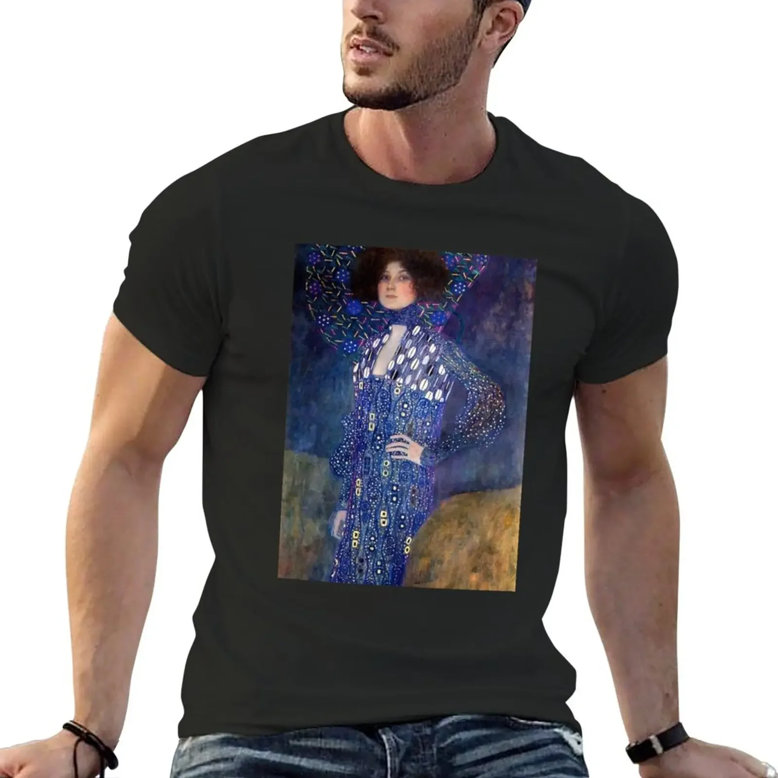 Футболка New Portrait of Emilie Louise Floge by Gustav Klimt, новое издание, футболки-тяжеловесы, мужские футболки с рисунком, забавные