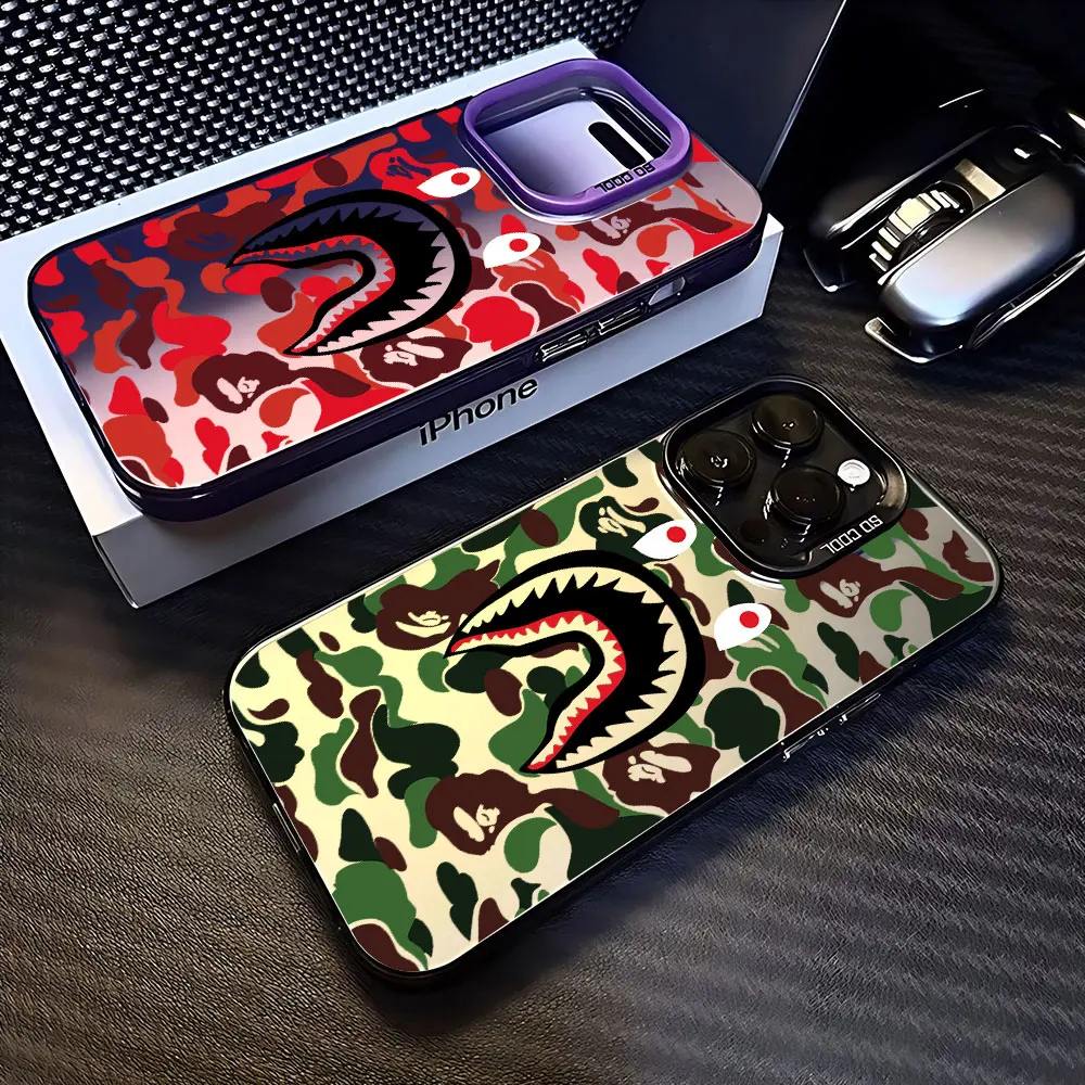 Матовый противоударный чехол для телефона A-B-BAPES-iPhone 16, 15, 14, 13, 12, 11 Pro Max X XR XSMAX 8 7 Plus, чехол Candy Cover