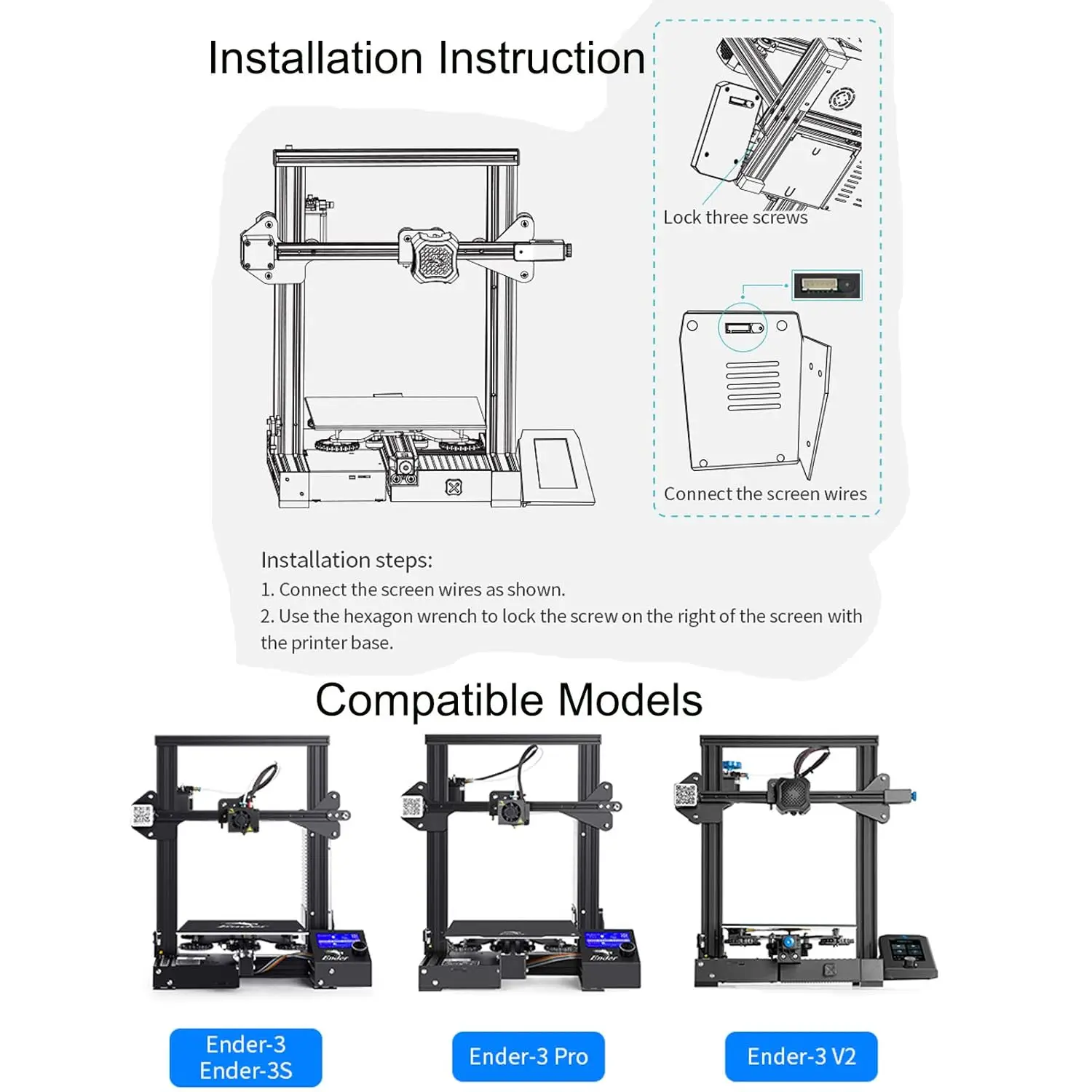 Комплект сенсорного экрана Creality Ender 3, 4,3-дюймовый ЖК-дисплей с материнской платой V4.2.7 для 3D-принтеров Ender 3Ender-3 V23 Pro (art.: 3920ca263f33b) - 3920ca263f33b