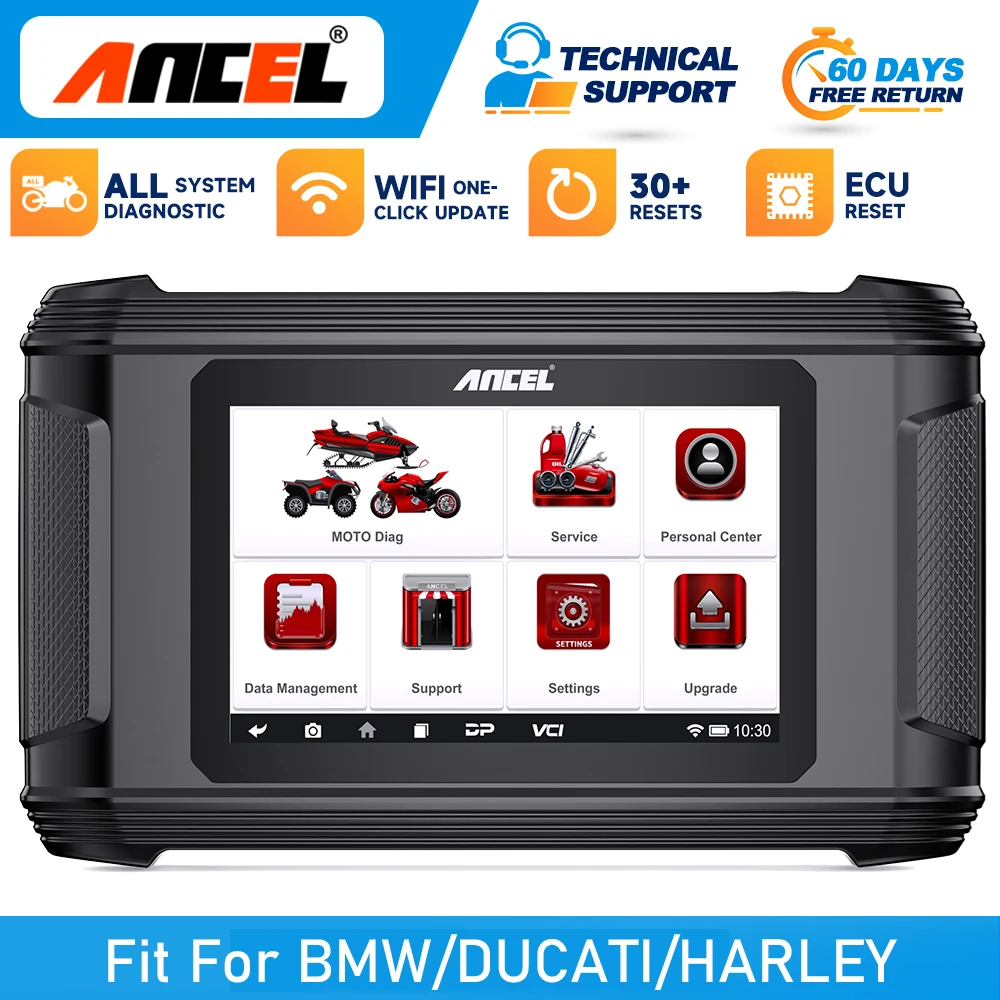 Сканер мотоциклов ANCEL MT510 2025 для BWM/DUCATI/HARLEY ECU Сброс масла ABS Bleeding Moto сканер Все системы считыватель кодов Инструмент для ремонта автомобилей