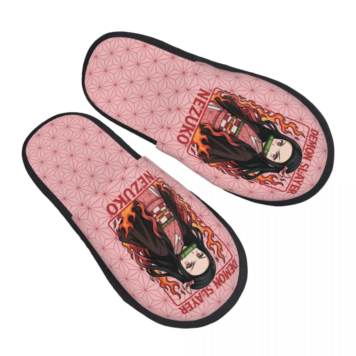 Домашние тапочки Demon Slayer Nezuko на заказ, женские удобные тапочки из пены с эффектом памяти, аниме, манга       Туфли без шнуровки для спальни