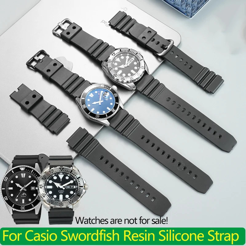 Черный ремешок из ТПУ 22 мм для Casio Swordfish MDV-106/107 MTP-VD01, силиконовый ремешок для часов из смолы для Seiko No. Мужской силиконовый браслет 5.