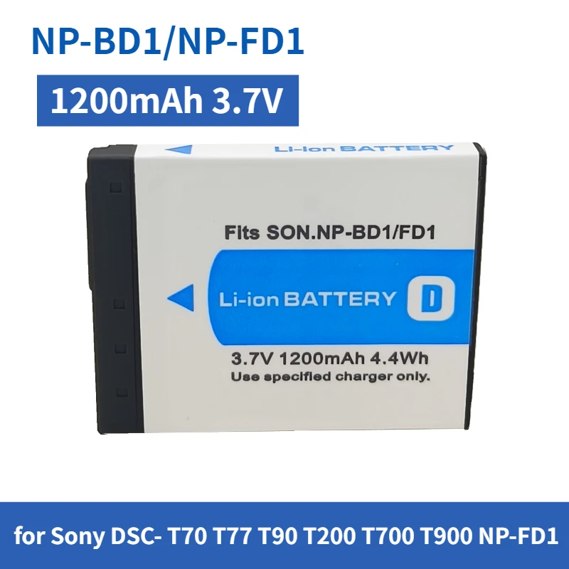 NP-BD1/NP-FD1 1200 мАч 3,7 В литиевая аккумуляторная батарея для Sony DSC-T70 T77 T90 T200 T700 T900 NP-FD1 батарея
