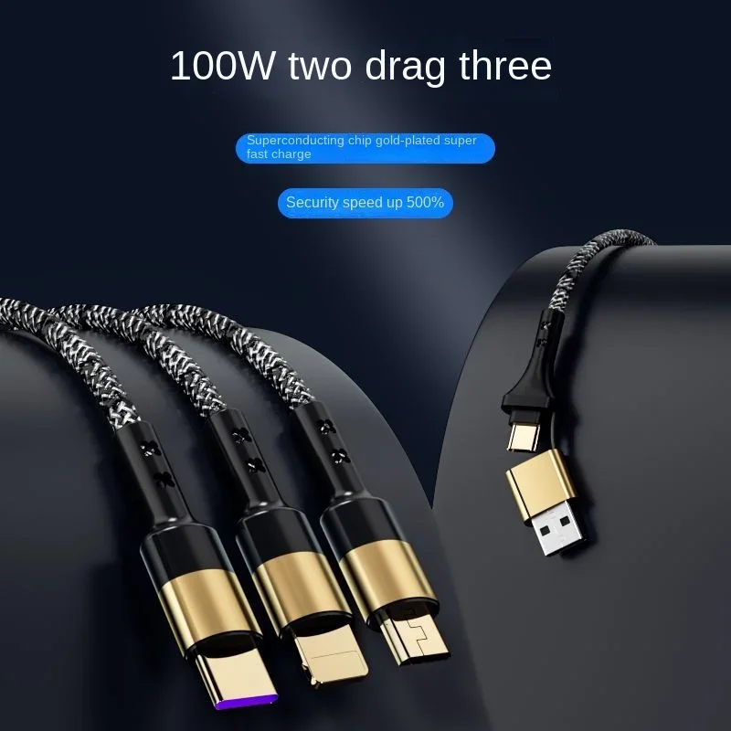 Кабель для быстрой зарядки данных 2в3 5А, подходит для iPhone Huawei 5A, суперзарядка Xiaomi Poco Type-C Oppo Samsung