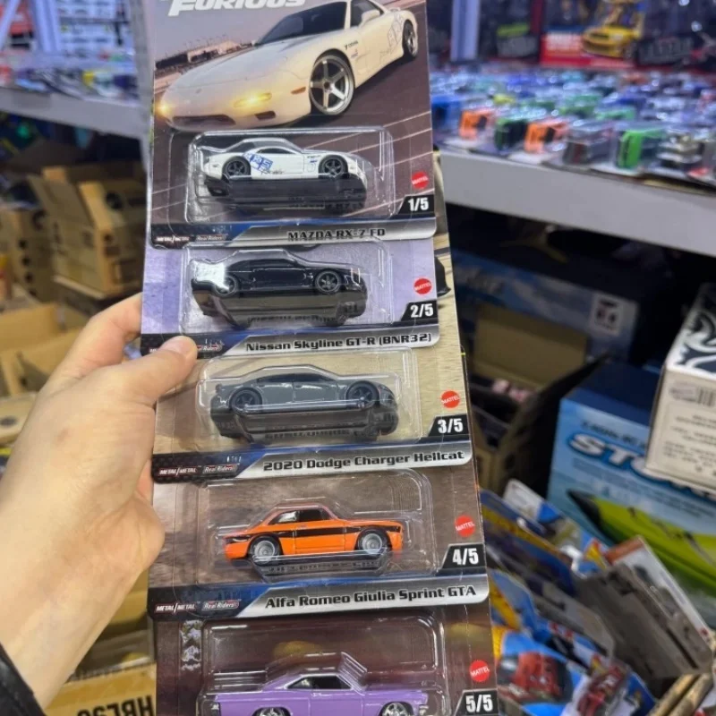 Новая оригинальная модель автомобиля Hot Wheels премиум-класса Fast And Furious Hnw46-9c6k Mazda/Nissan/Dodge/Alfa Romeo/Chevy 1/64, литая под давлением модель ребенка