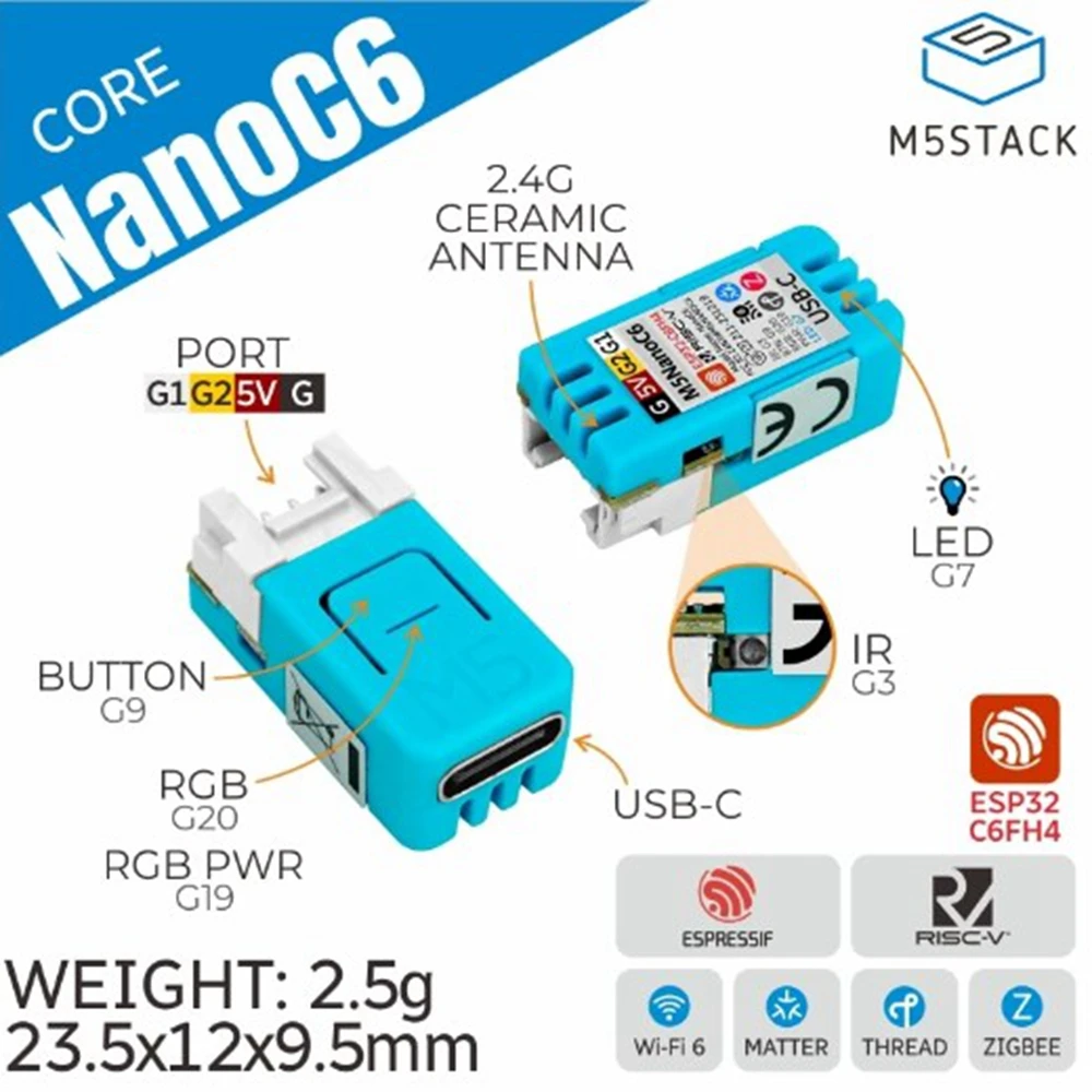 Официальная плата разработки M5Stack NanoC6 Dev Kit IoT