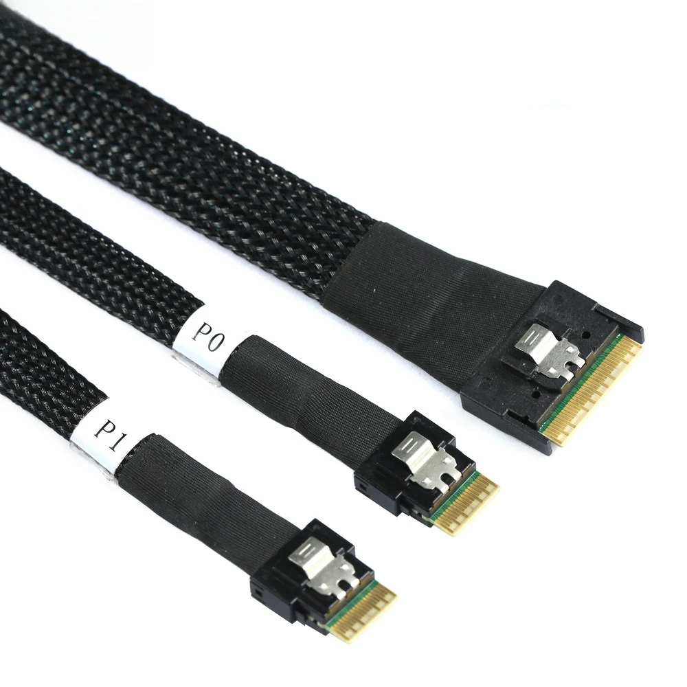 Фото Slimline SAS SFF-8654 8I с защитой от перекидывания до 2X SFF-8654 4I Серверный кабель Дополнительно 0,5 м 0,8 м 1 м №2