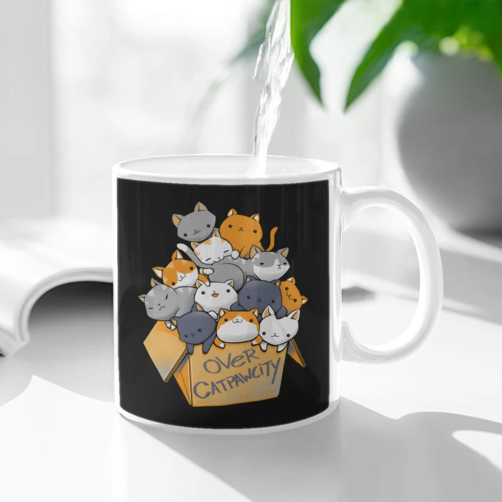 Керамическая чашка Over Catpawcity, кофейная овсяная чашка для завтрака, кружка для творческой личности